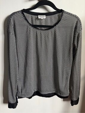 American Retro Black and White Checkered Long Sleeve Top
